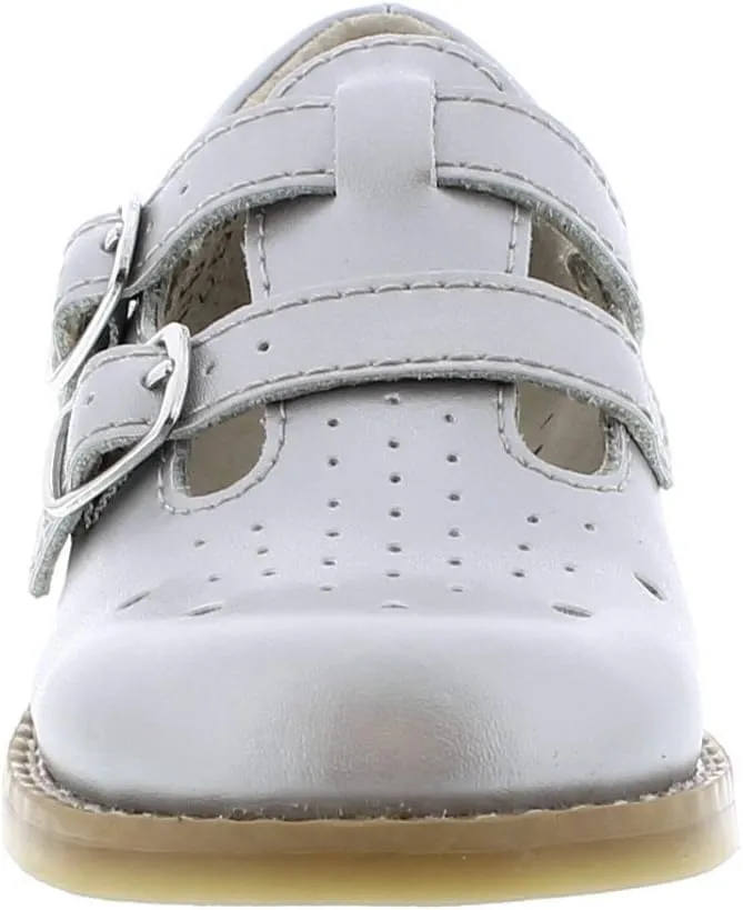 FOOTMATES Danielle Double-Buckle Mary Jane English Sandals Flats with Wide Toe Box and Custom-Fit Insoles, Non-Marking Outsoles - For Infants, Toddlers, and Little Kids, Ages 0-8