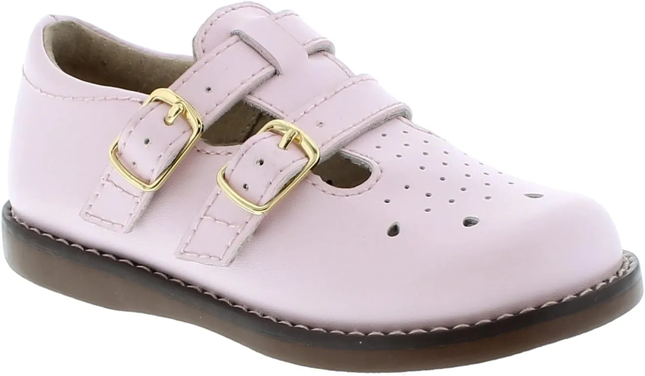 FOOTMATES Danielle Double-Buckle Mary Jane English Sandals Flats with Wide Toe Box and Custom-Fit Insoles, Non-Marking Outsoles - For Infants, Toddlers, and Little Kids, Ages 0-8