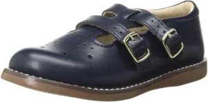 FOOTMATES Danielle Double-Buckle Mary Jane English Sandals Flats with Wide Toe Box and Custom-Fit Insoles, Non-Marking Outsoles - For Infants, Toddlers, and Little Kids, Ages 0-8