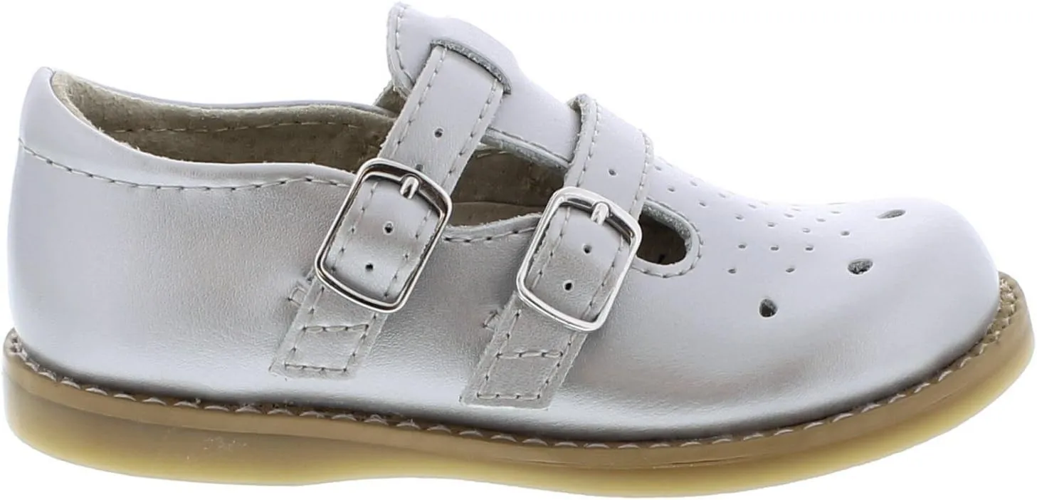 FOOTMATES Danielle Double-Buckle Mary Jane English Sandals Flats with Wide Toe Box and Custom-Fit Insoles, Non-Marking Outsoles - For Infants, Toddlers, and Little Kids, Ages 0-8