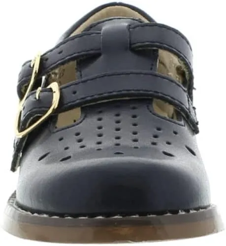 FOOTMATES Danielle Double-Buckle Mary Jane English Sandals Flats with Wide Toe Box and Custom-Fit Insoles, Non-Marking Outsoles - For Infants, Toddlers, and Little Kids, Ages 0-8