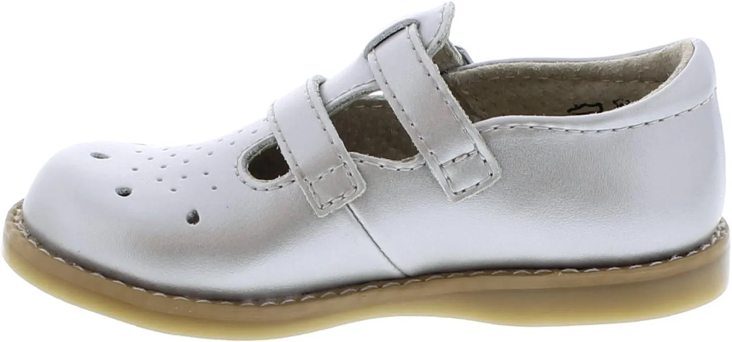 FOOTMATES Danielle Double-Buckle Mary Jane English Sandals Flats with Wide Toe Box and Custom-Fit Insoles, Non-Marking Outsoles - For Infants, Toddlers, and Little Kids, Ages 0-8