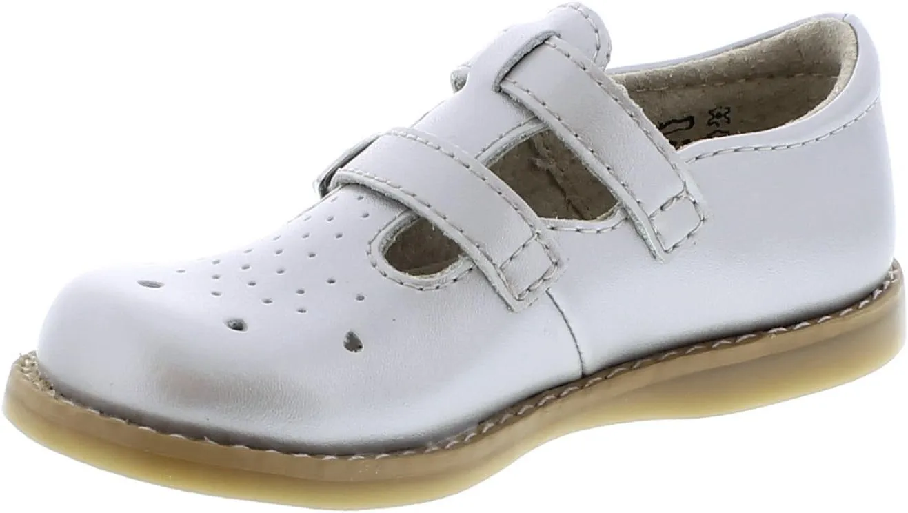 FOOTMATES Danielle Double-Buckle Mary Jane English Sandals Flats with Wide Toe Box and Custom-Fit Insoles, Non-Marking Outsoles - For Infants, Toddlers, and Little Kids, Ages 0-8