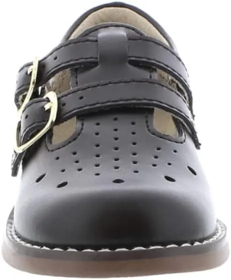FOOTMATES Danielle Double-Buckle Mary Jane English Sandals Flats with Wide Toe Box and Custom-Fit Insoles, Non-Marking Outsoles - For Infants, Toddlers, and Little Kids, Ages 0-8