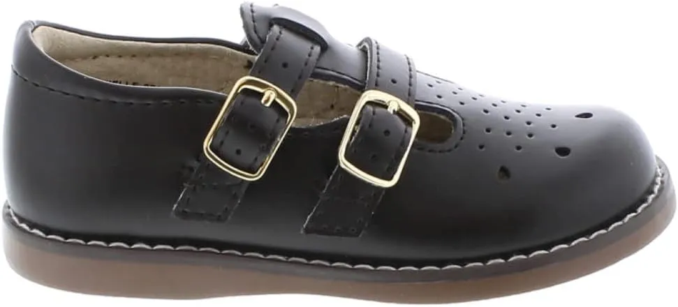 FOOTMATES Danielle Double-Buckle Mary Jane English Sandals Flats with Wide Toe Box and Custom-Fit Insoles, Non-Marking Outsoles - For Infants, Toddlers, and Little Kids, Ages 0-8