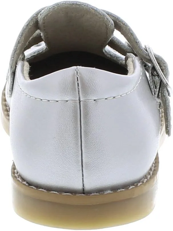 FOOTMATES Danielle Double-Buckle Mary Jane English Sandals Flats with Wide Toe Box and Custom-Fit Insoles, Non-Marking Outsoles - For Infants, Toddlers, and Little Kids, Ages 0-8