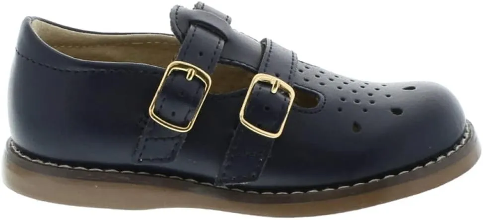 FOOTMATES Danielle Double-Buckle Mary Jane English Sandals Flats with Wide Toe Box and Custom-Fit Insoles, Non-Marking Outsoles - For Infants, Toddlers, and Little Kids, Ages 0-8