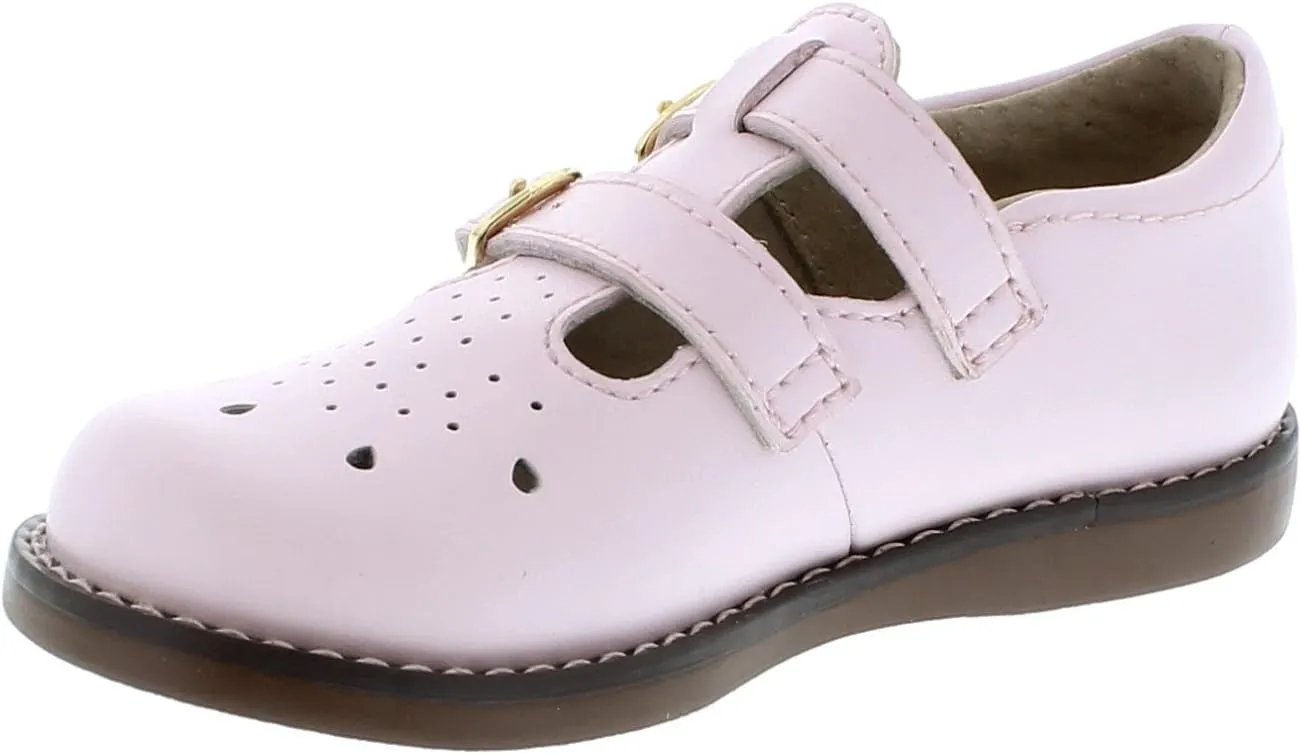 FOOTMATES Danielle Double-Buckle Mary Jane English Sandals Flats with Wide Toe Box and Custom-Fit Insoles, Non-Marking Outsoles - For Infants, Toddlers, and Little Kids, Ages 0-8