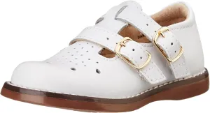 FOOTMATES Danielle Double-Buckle Mary Jane English Sandals Flats with Wide Toe Box and Custom-Fit Insoles, Non-Marking Outsoles - For Infants, Toddlers, and Little Kids, Ages 0-8