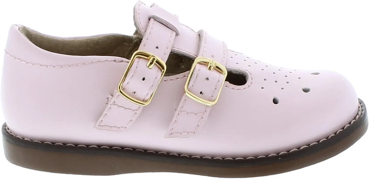 FOOTMATES Danielle Double-Buckle Mary Jane English Sandals Flats with Wide Toe Box and Custom-Fit Insoles, Non-Marking Outsoles - For Infants, Toddlers, and Little Kids, Ages 0-8