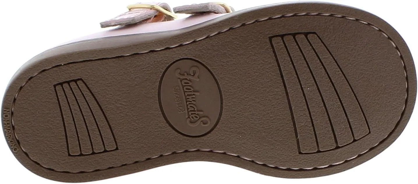 FOOTMATES Danielle Double-Buckle Mary Jane English Sandals Flats with Wide Toe Box and Custom-Fit Insoles, Non-Marking Outsoles - For Infants, Toddlers, and Little Kids, Ages 0-8