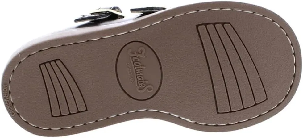FOOTMATES Danielle Double-Buckle Mary Jane English Sandals Flats with Wide Toe Box and Custom-Fit Insoles, Non-Marking Outsoles - For Infants, Toddlers, and Little Kids, Ages 0-8