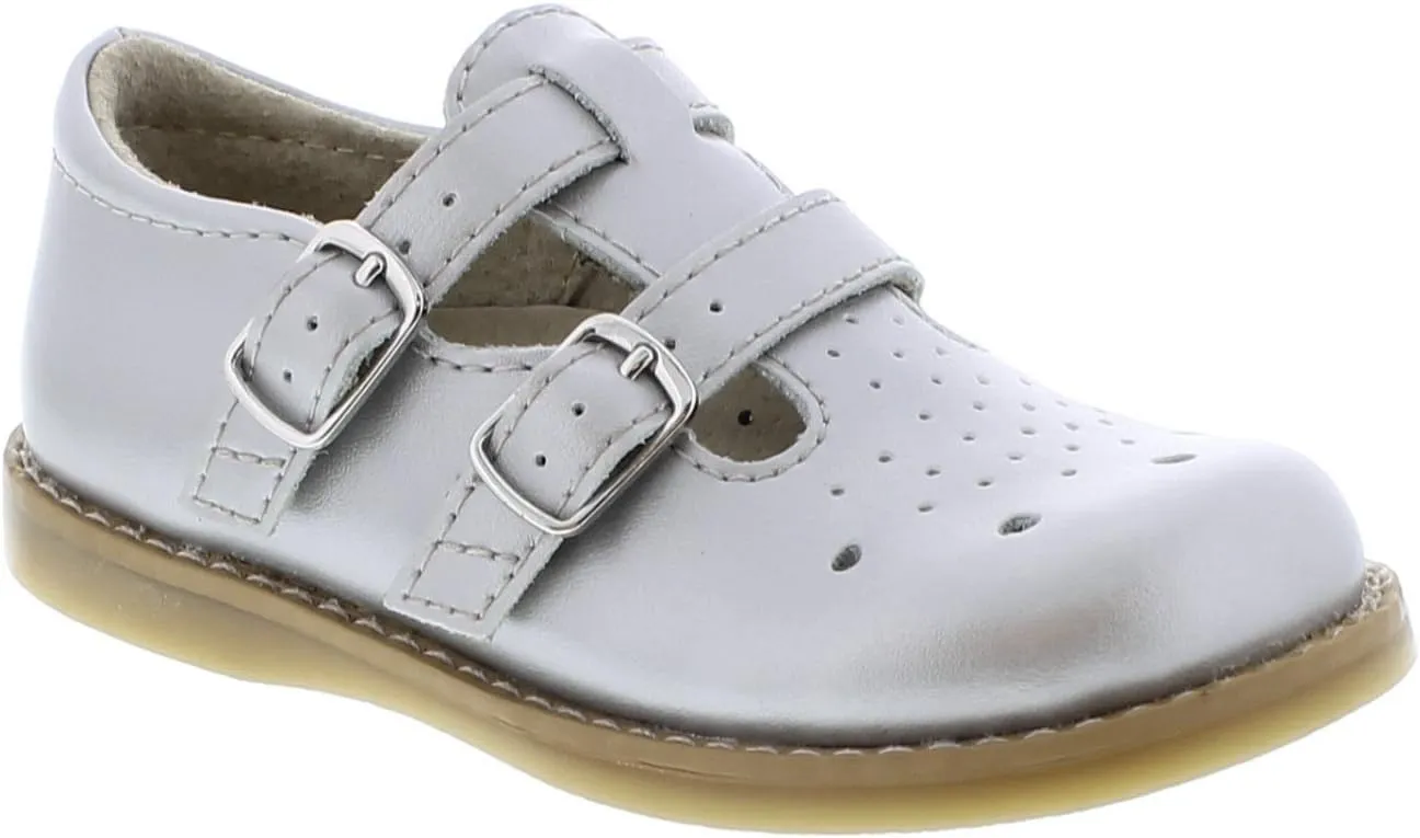 FOOTMATES Danielle Double-Buckle Mary Jane English Sandals Flats with Wide Toe Box and Custom-Fit Insoles, Non-Marking Outsoles - For Infants, Toddlers, and Little Kids, Ages 0-8