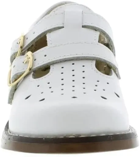 FOOTMATES Danielle Double-Buckle Mary Jane English Sandals Flats with Wide Toe Box and Custom-Fit Insoles, Non-Marking Outsoles - For Infants, Toddlers, and Little Kids, Ages 0-8