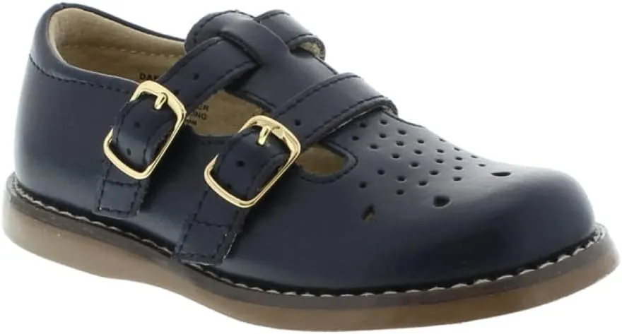 FOOTMATES Danielle Double-Buckle Mary Jane English Sandals Flats with Wide Toe Box and Custom-Fit Insoles, Non-Marking Outsoles - For Infants, Toddlers, and Little Kids, Ages 0-8