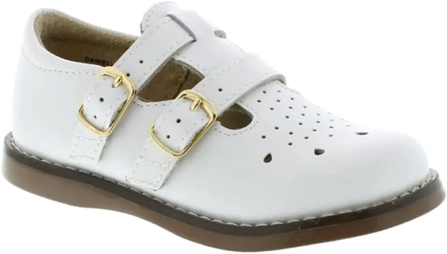 FOOTMATES Danielle Double-Buckle Mary Jane English Sandals Flats with Wide Toe Box and Custom-Fit Insoles, Non-Marking Outsoles - For Infants, Toddlers, and Little Kids, Ages 0-8