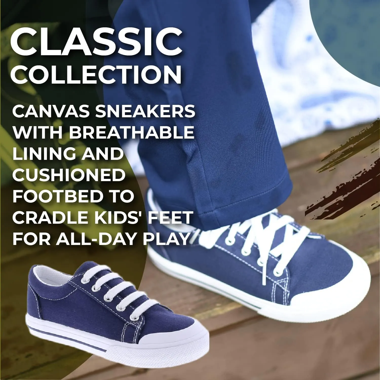 FOOTMATES Taylor Lace-Up Canvas Flats Boys and Girls Shoes - Tennis Sneakers with Wide Toe Box, Custom-Fit Insoles, Vulcanized Outsoles - for Toddlers and Little Kids, Ages 1-8