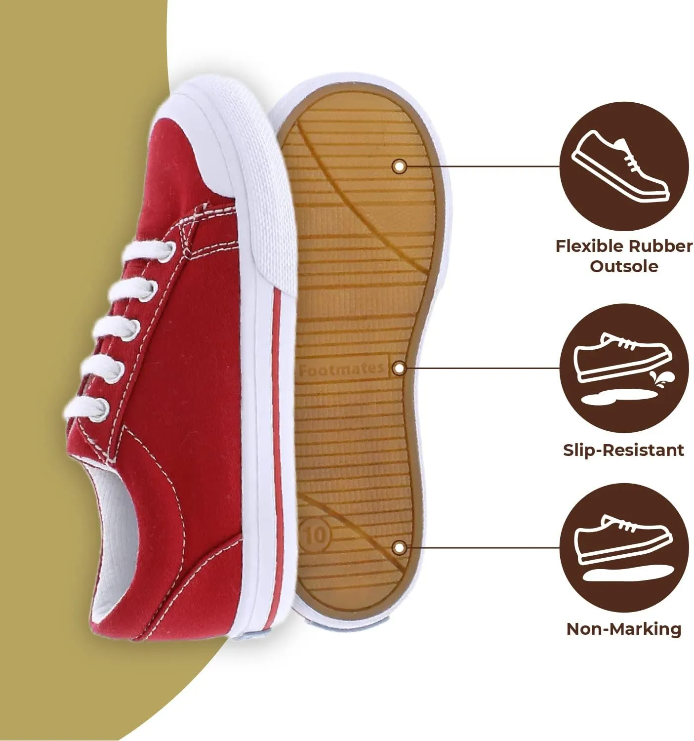 FOOTMATES Taylor Lace-Up Canvas Flats Boys and Girls Shoes - Tennis Sneakers with Wide Toe Box, Custom-Fit Insoles, Vulcanized Outsoles - for Toddlers and Little Kids, Ages 1-8