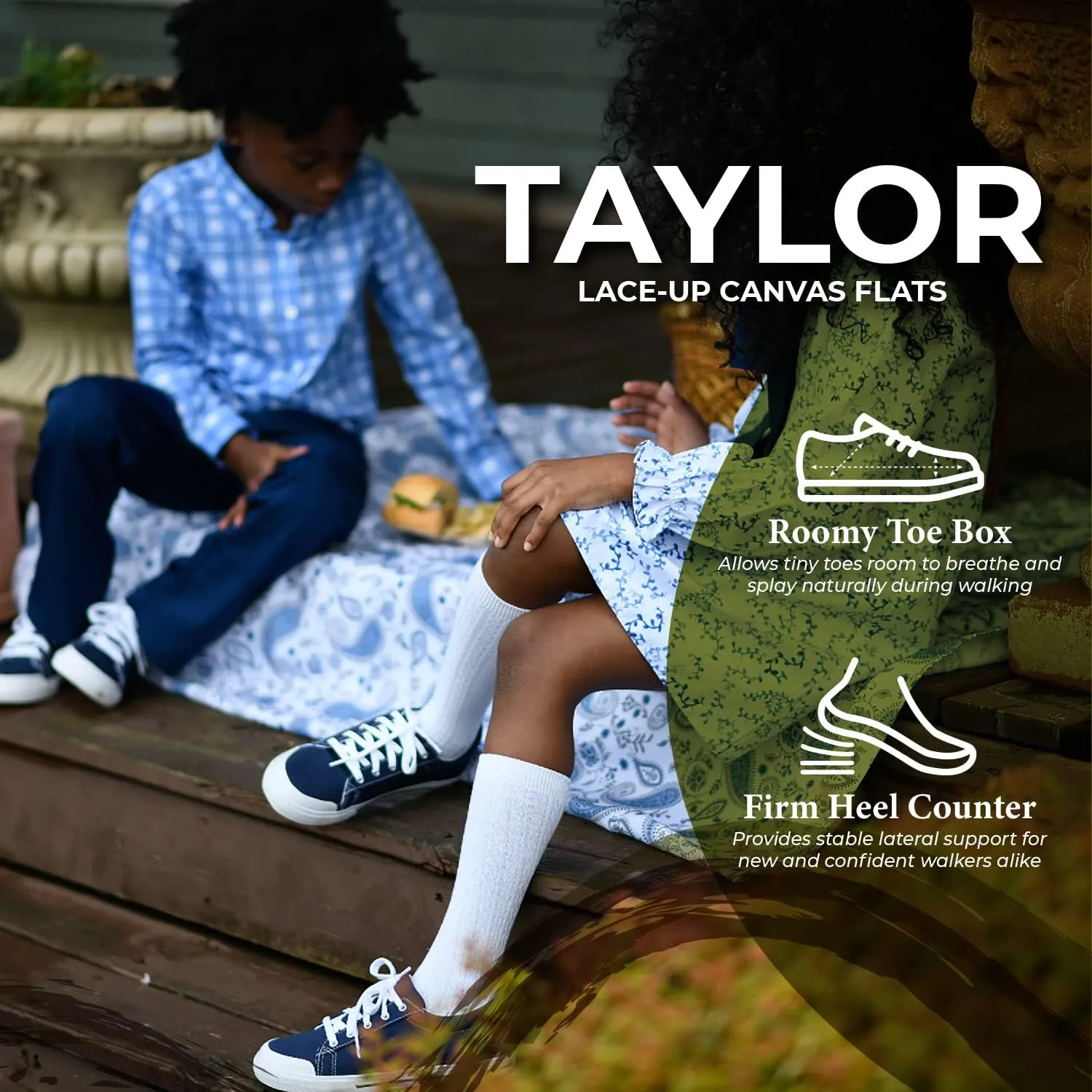 FOOTMATES Taylor Lace-Up Canvas Flats Boys and Girls Shoes - Tennis Sneakers with Wide Toe Box, Custom-Fit Insoles, Vulcanized Outsoles - for Toddlers and Little Kids, Ages 1-8