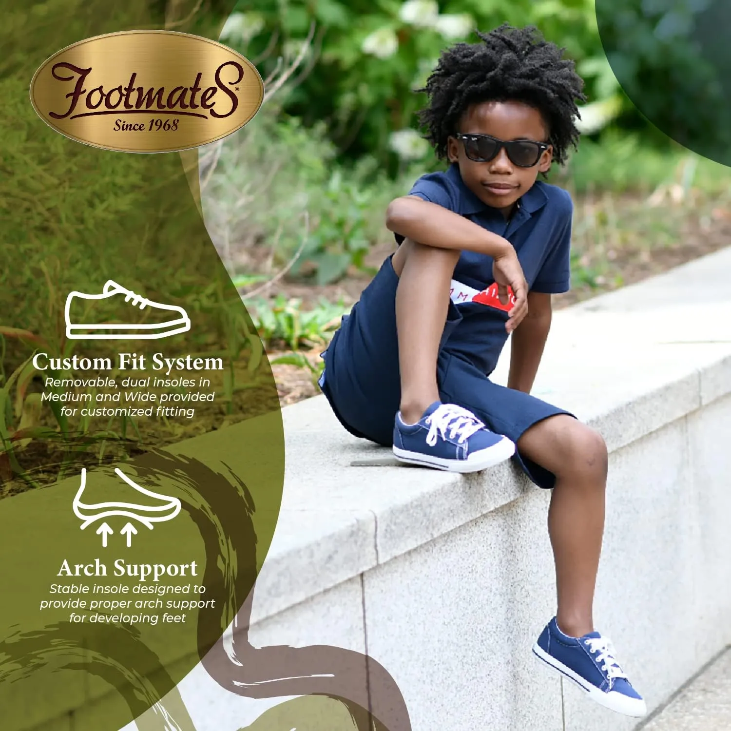 FOOTMATES Taylor Lace-Up Canvas Flats Boys and Girls Shoes - Tennis Sneakers with Wide Toe Box, Custom-Fit Insoles, Vulcanized Outsoles - for Toddlers and Little Kids, Ages 1-8