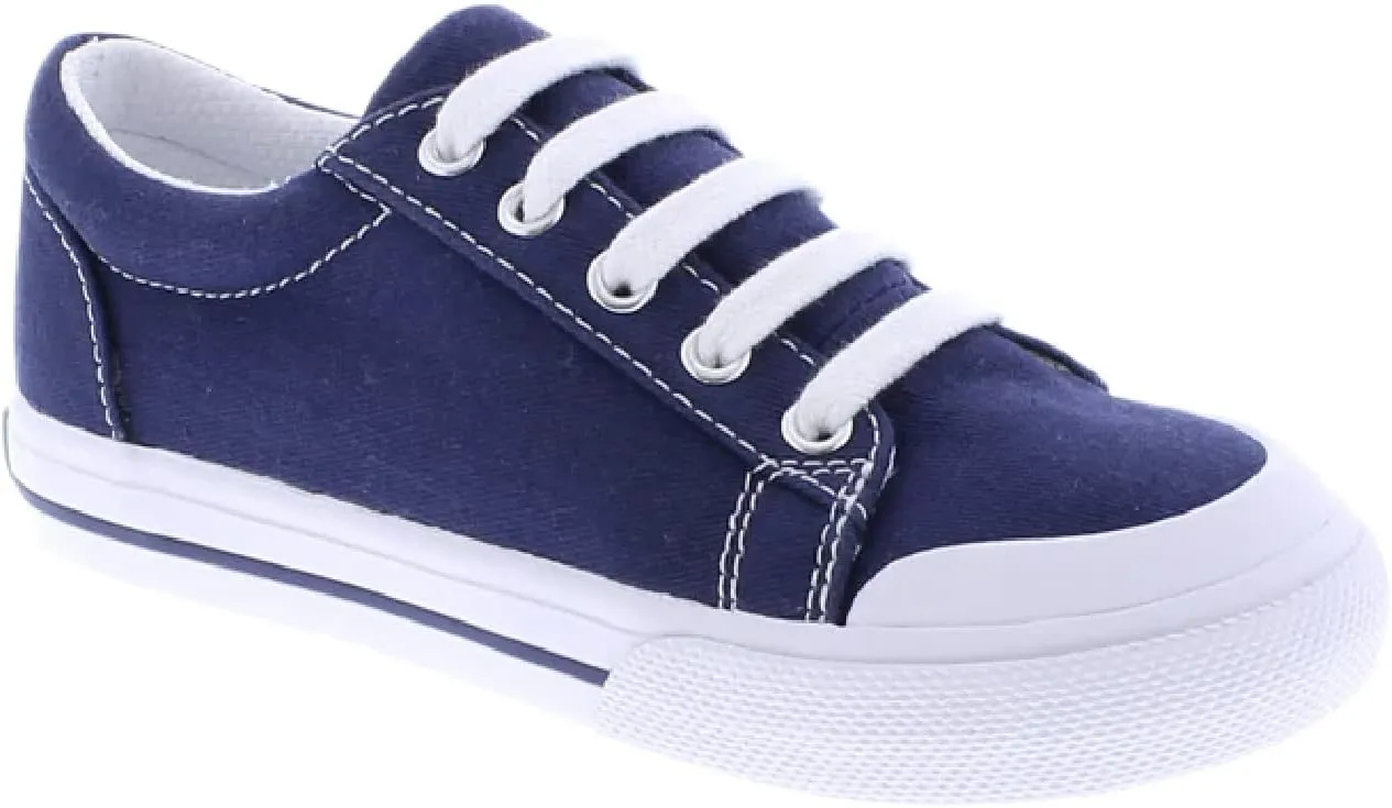 FOOTMATES Taylor Lace-Up Canvas Flats Boys and Girls Shoes - Tennis Sneakers with Wide Toe Box, Custom-Fit Insoles, Vulcanized Outsoles - for Toddlers and Little Kids, Ages 1-8