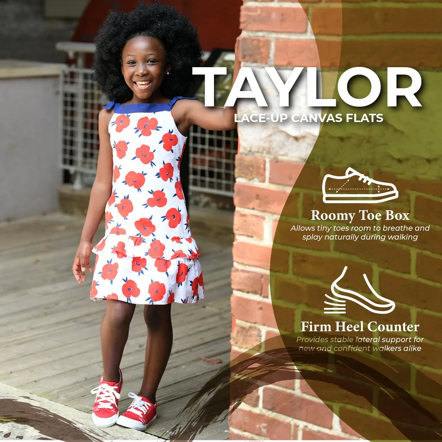 FOOTMATES Taylor Lace-Up Canvas Flats Boys and Girls Shoes - Tennis Sneakers with Wide Toe Box, Custom-Fit Insoles, Vulcanized Outsoles - for Toddlers and Little Kids, Ages 1-8
