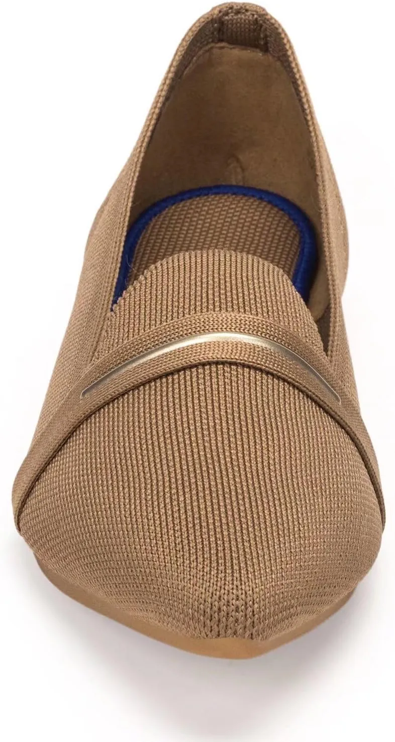 Frank Mully Women's Casual Loafer Flats Slip On Loafer Shoes Comfortable Knit Flat Shoes Classics Pointy Toe Loafer Flats,for Work,Travel
