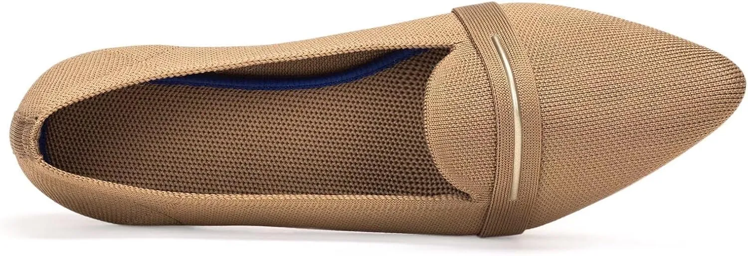 Frank Mully Women's Casual Loafer Flats Slip On Loafer Shoes Comfortable Knit Flat Shoes Classics Pointy Toe Loafer Flats,for Work,Travel
