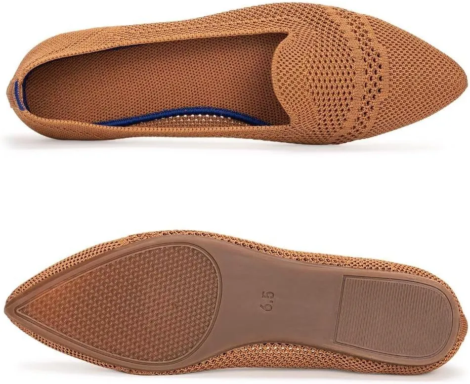 Frank Mully Women's Casual Loafer Flats Slip On Loafer Shoes Comfortable Knit Flat Shoes Classics Pointy Toe Loafer Flats,for Work,Travel