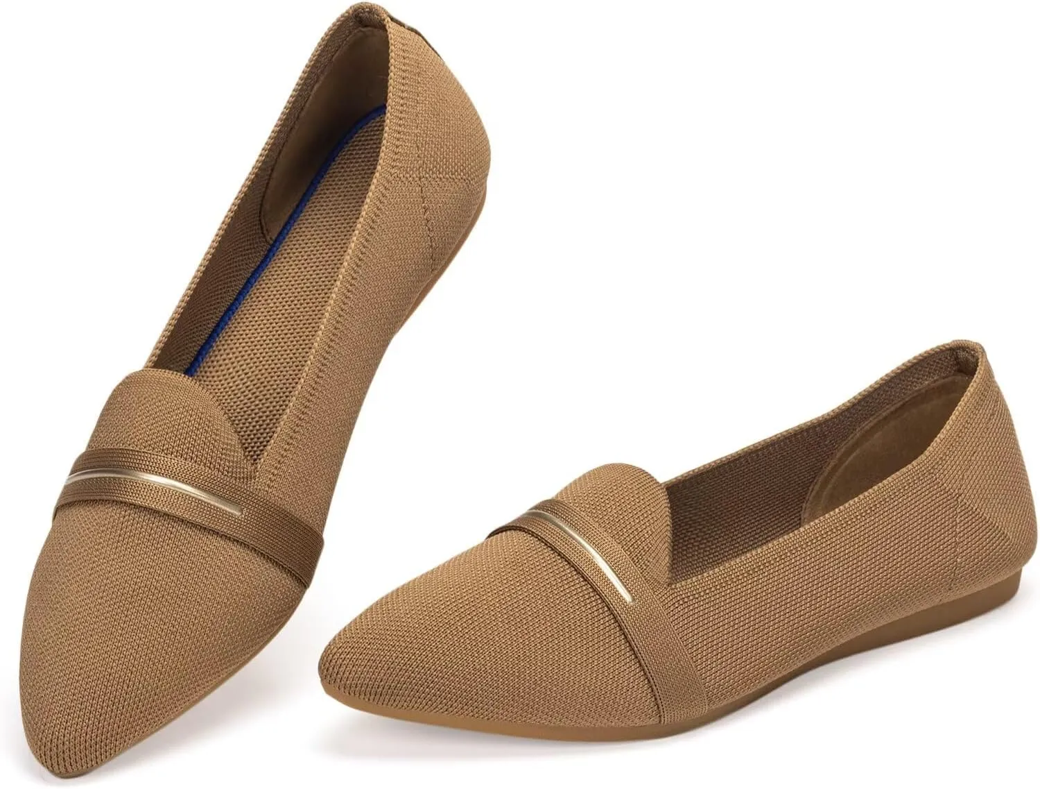 Frank Mully Women's Casual Loafer Flats Slip On Loafer Shoes Comfortable Knit Flat Shoes Classics Pointy Toe Loafer Flats,for Work,Travel