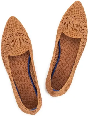 Frank Mully Women's Casual Loafer Flats Slip On Loafer Shoes Comfortable Knit Flat Shoes Classics Pointy Toe Loafer Flats,for Work,Travel