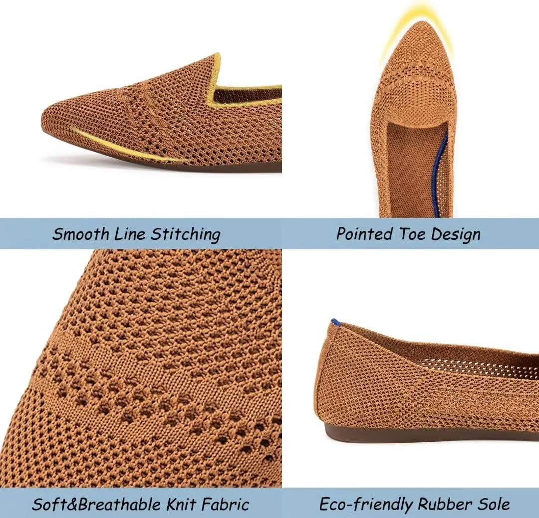 Frank Mully Women's Casual Loafer Flats Slip On Loafer Shoes Comfortable Knit Flat Shoes Classics Pointy Toe Loafer Flats,for Work,Travel