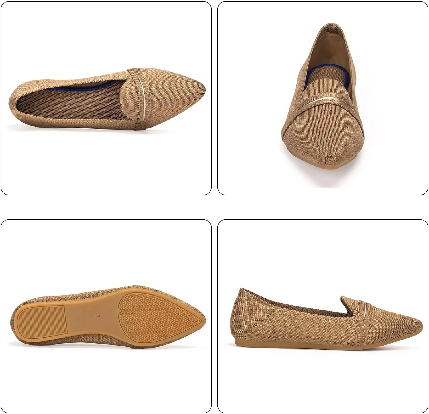 Frank Mully Women's Casual Loafer Flats Slip On Loafer Shoes Comfortable Knit Flat Shoes Classics Pointy Toe Loafer Flats,for Work,Travel