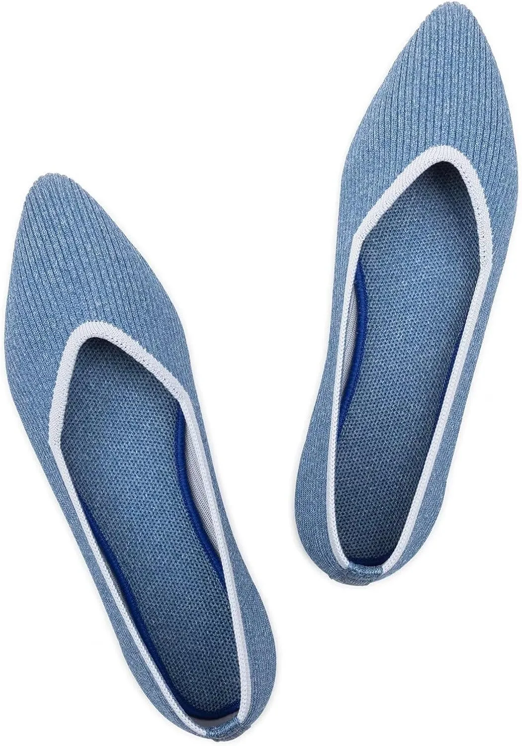 Frank Mully Womens Flat Shoes Classic Pointed Toe Flats Knitted Dress Shoes Soft Flats for Woman Comfortable Dressy