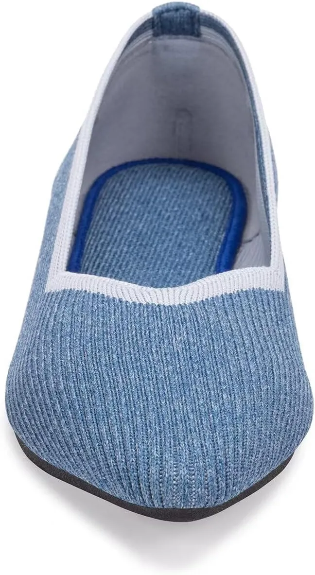 Frank Mully Womens Flat Shoes Classic Pointed Toe Flats Knitted Dress Shoes Soft Flats for Woman Comfortable Dressy