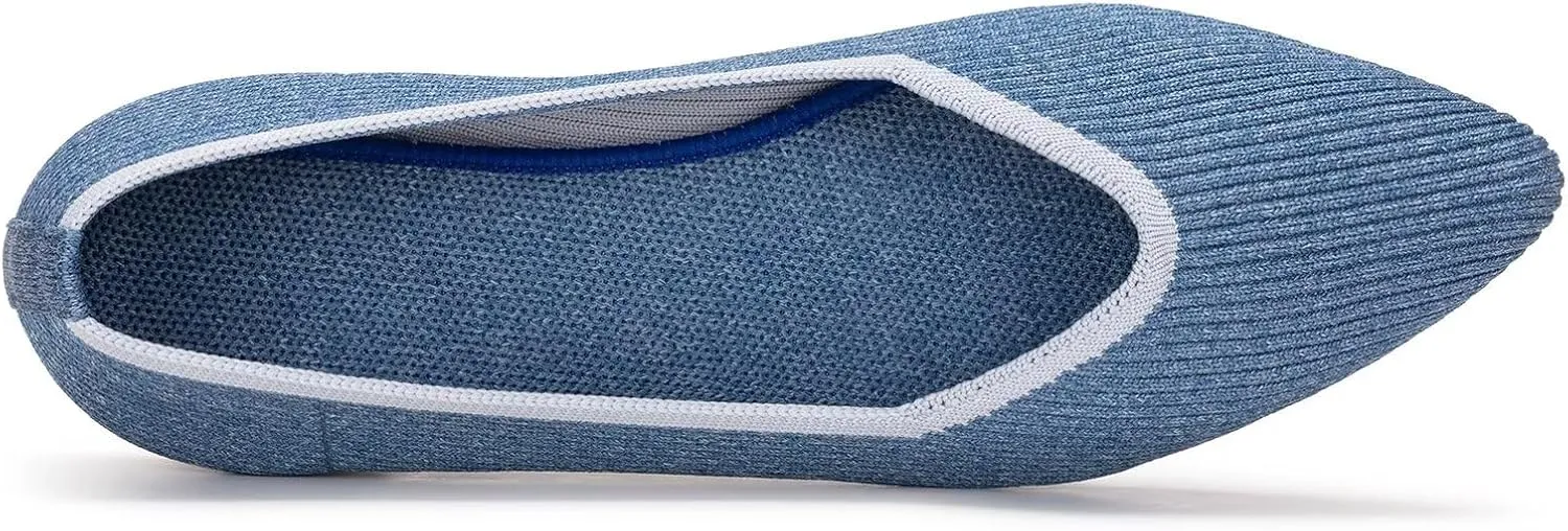 Frank Mully Womens Flat Shoes Classic Pointed Toe Flats Knitted Dress Shoes Soft Flats for Woman Comfortable Dressy