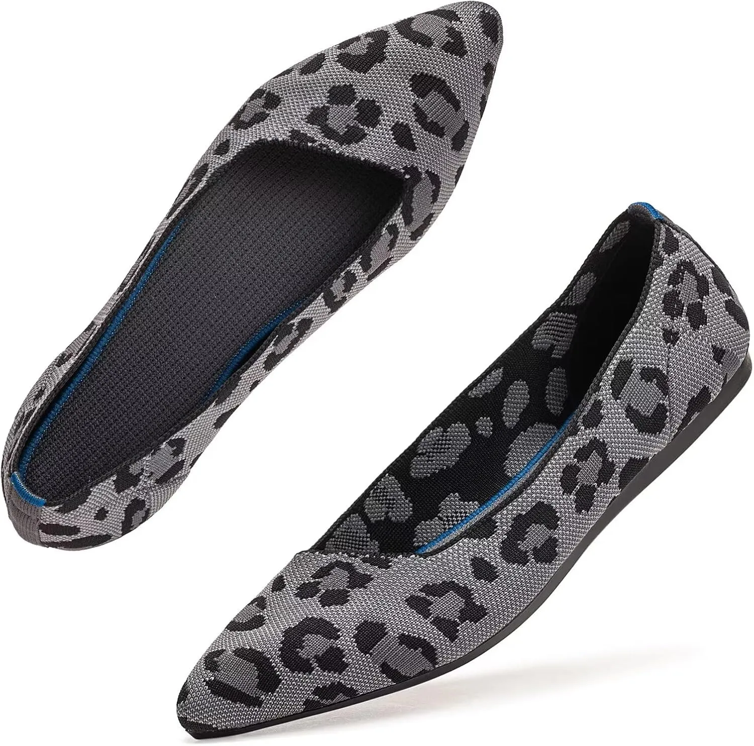 Frank Mully Womens Pointed Toe Flats Knit Dress Shoes Comfort Women Shoes Slip On Shoes for Woman Classic Softable Shoes Low Wedge