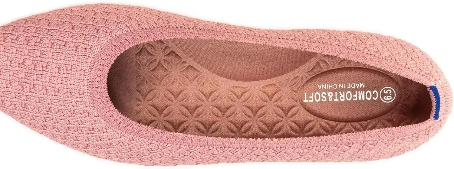 Frank Mully Womens Pointed Toe Flats Knit Dress Shoes Comfort Women Shoes Slip On Shoes for Woman Classic Softable Shoes Low Wedge