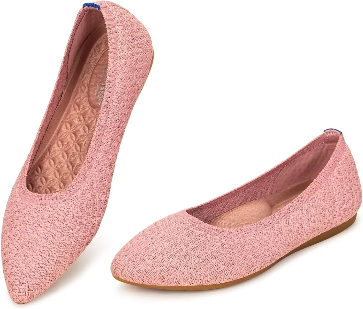 Frank Mully Womens Pointed Toe Flats Knit Dress Shoes Comfort Women Shoes Slip On Shoes for Woman Classic Softable Shoes Low Wedge