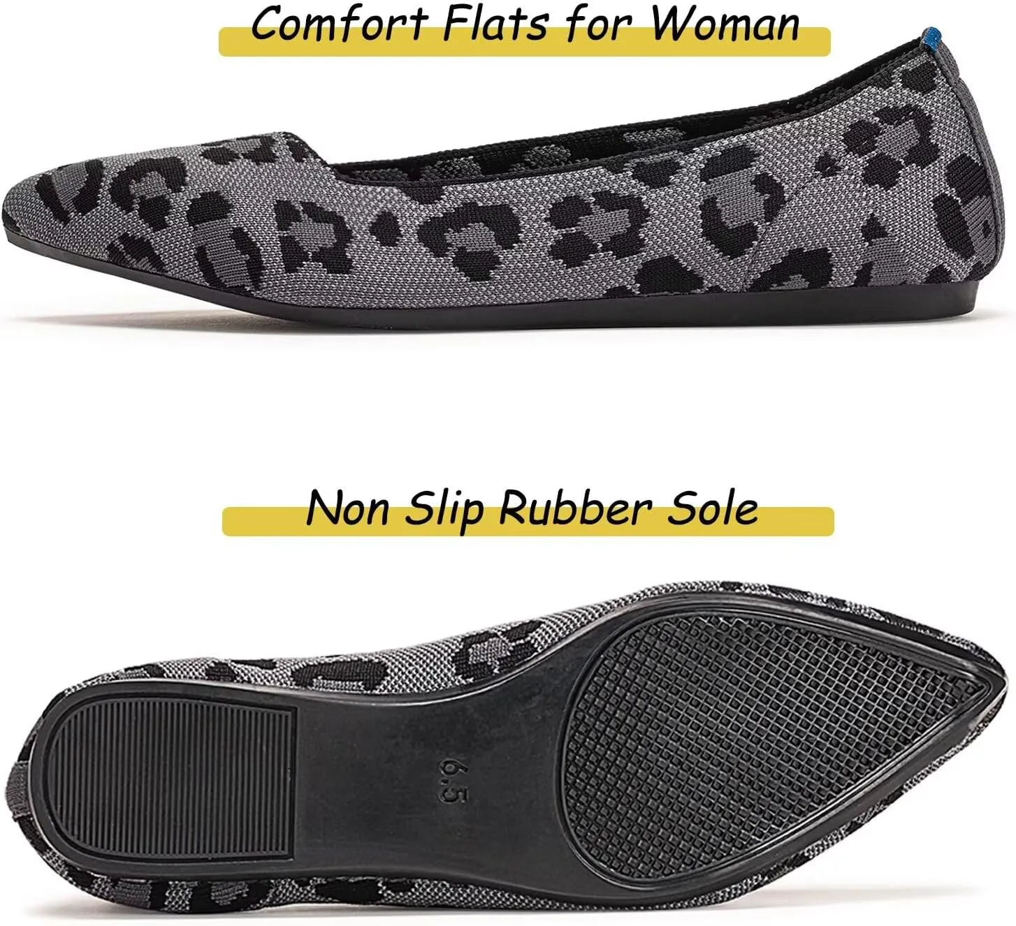 Frank Mully Womens Pointed Toe Flats Knit Dress Shoes Comfort Women Shoes Slip On Shoes for Woman Classic Softable Shoes Low Wedge