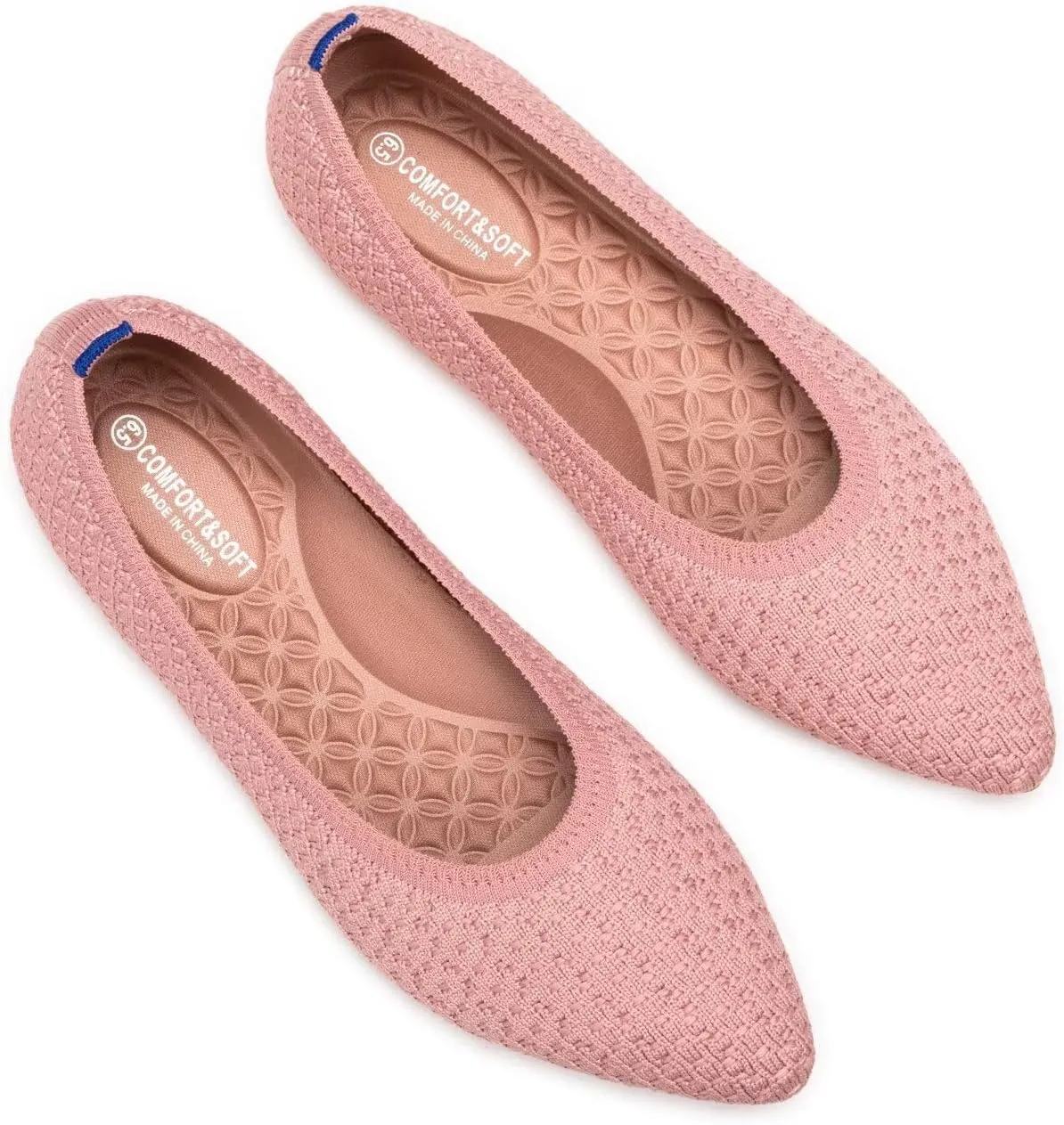 Frank Mully Womens Pointed Toe Flats Knit Dress Shoes Comfort Women Shoes Slip On Shoes for Woman Classic Softable Shoes Low Wedge