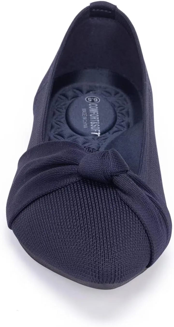 Frank Mully Womens Pointed Toe Flats Knit Dress Shoes Comfort Women Shoes Slip On Shoes for Woman Classic Softable Shoes Low Wedge