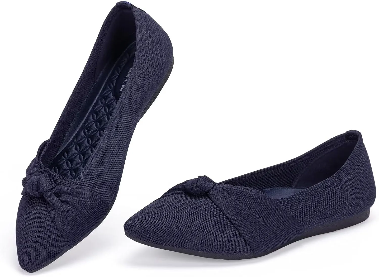 Frank Mully Womens Pointed Toe Flats Knit Dress Shoes Comfort Women Shoes Slip On Shoes for Woman Classic Softable Shoes Low Wedge