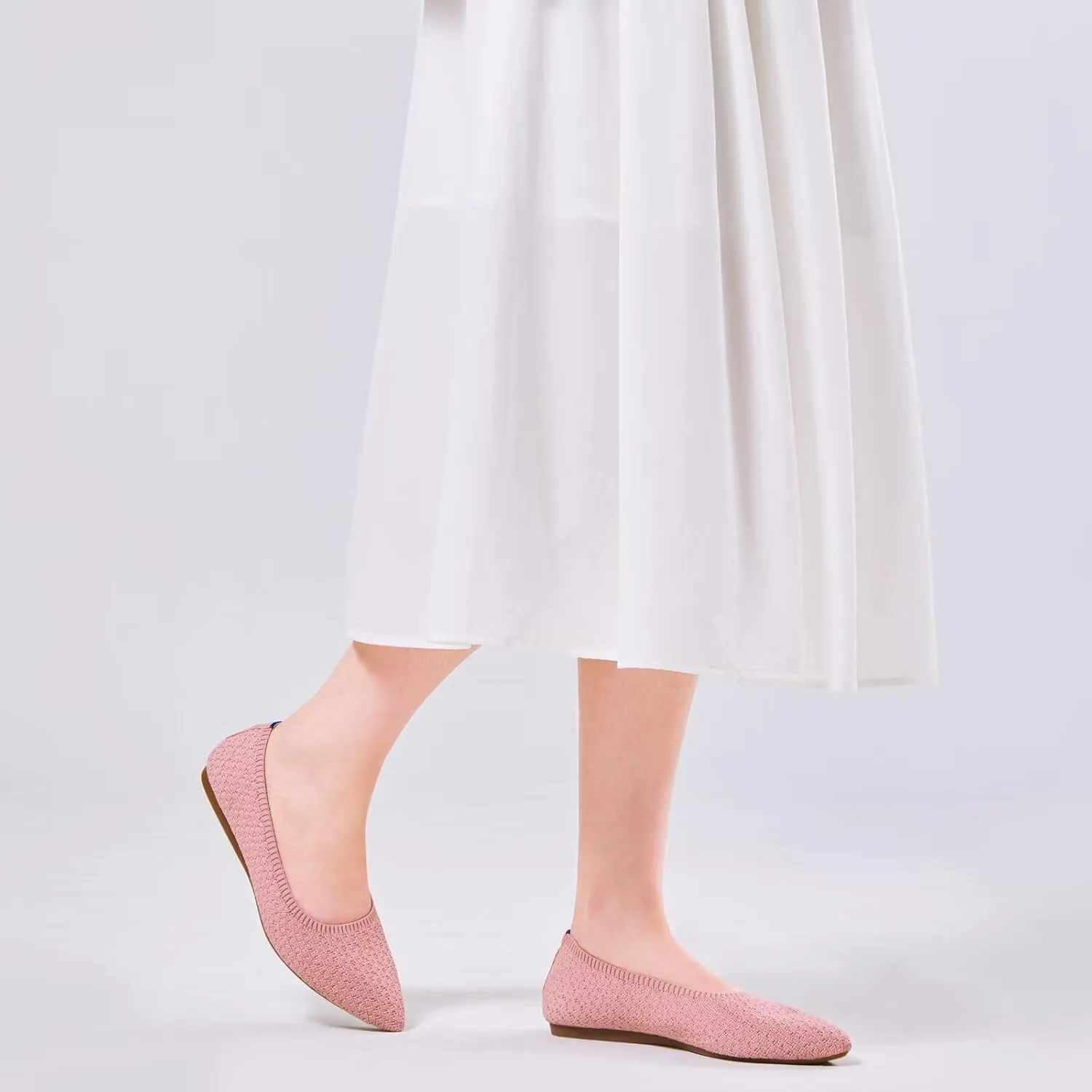 Frank Mully Womens Pointed Toe Flats Knit Dress Shoes Comfort Women Shoes Slip On Shoes for Woman Classic Softable Shoes Low Wedge