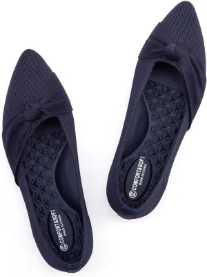 Frank Mully Womens Pointed Toe Flats Knit Dress Shoes Comfort Women Shoes Slip On Shoes for Woman Classic Softable Shoes Low Wedge