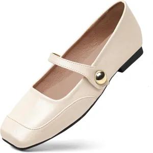 FRTROIN Mary Jane Dress Shoes for Women 2025 Comfortable Casual Work Square Toe Ballet Flats