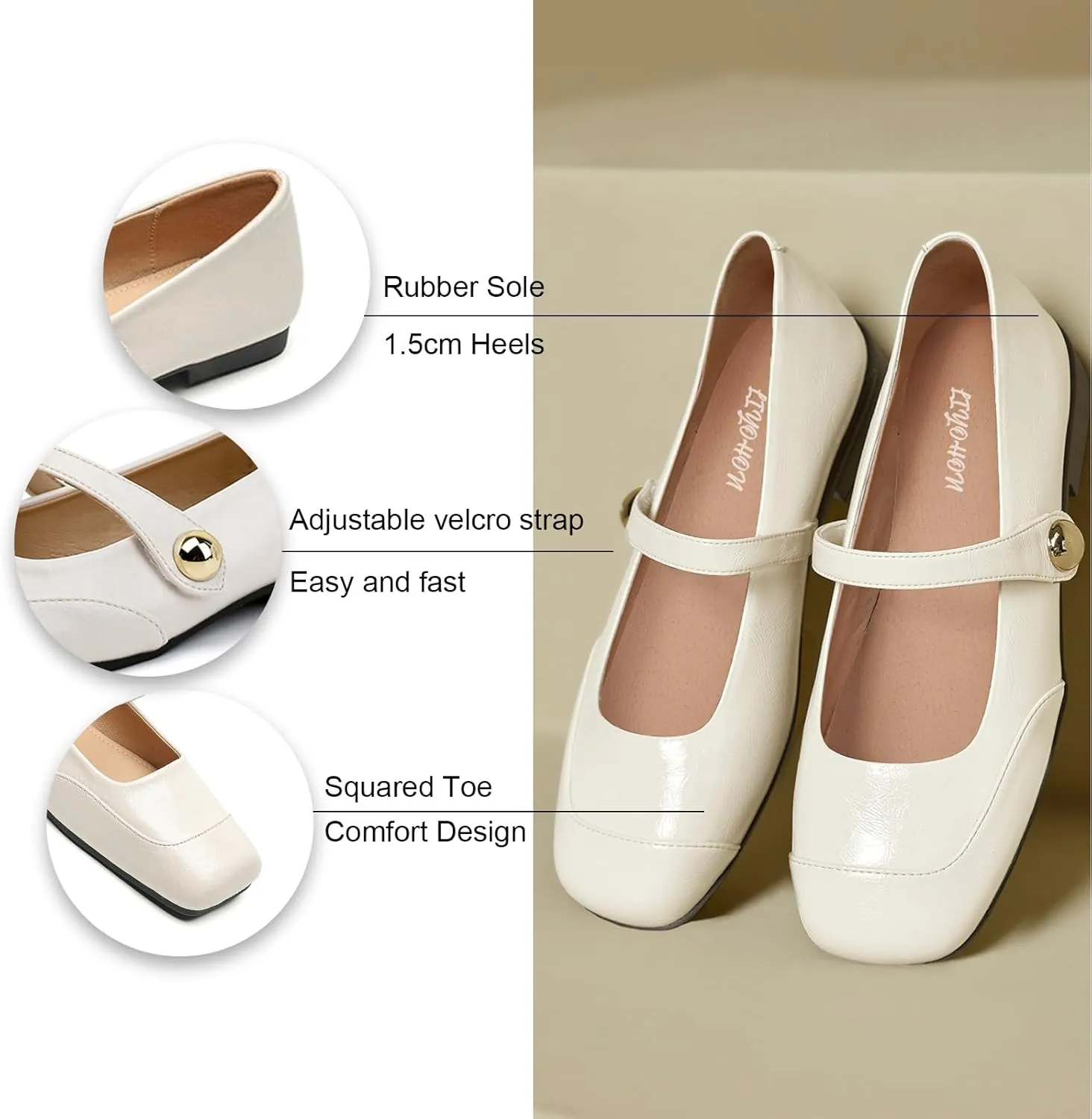 FRTROIN Mary Jane Dress Shoes for Women 2025 Comfortable Casual Work Square Toe Ballet Flats