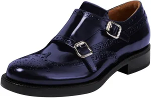 FSJ Women's Oxfords Round Toe Monk Strap Double Buckle Chunky Low Heel Pumps Comfortable Wingtip Formal Office Business Loafers Shoes Size 4-16 US
