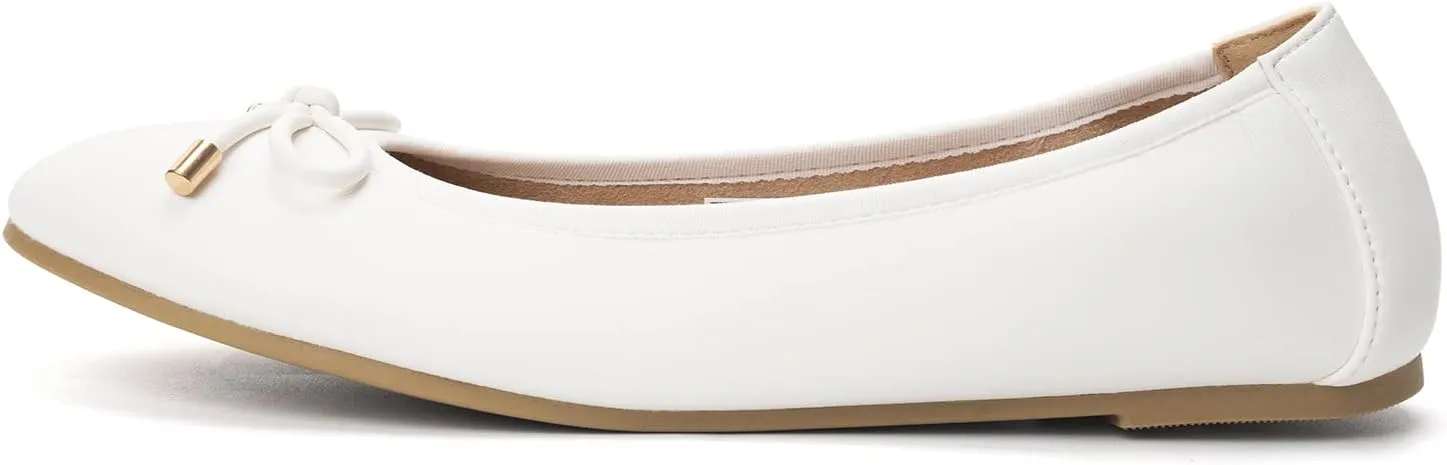 FUNKYMONKEY Women's Ballet Flats Dress Casual Slip-on Bow Round Toe Walking Shoes