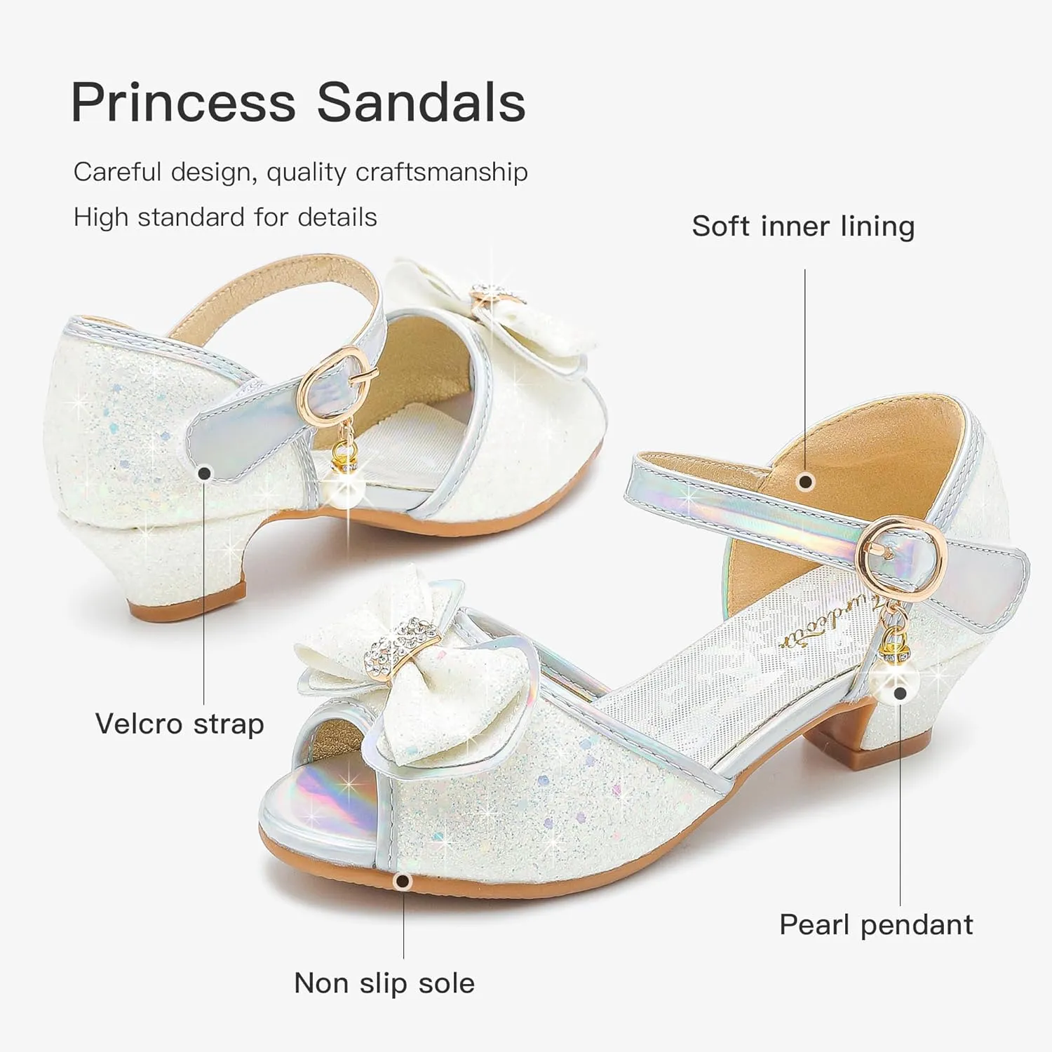 Furdeour Girls Dress Shoes Flower Girl Shoes Low Heels Open Toe Wedding Party School Toddler Little Big Kid
